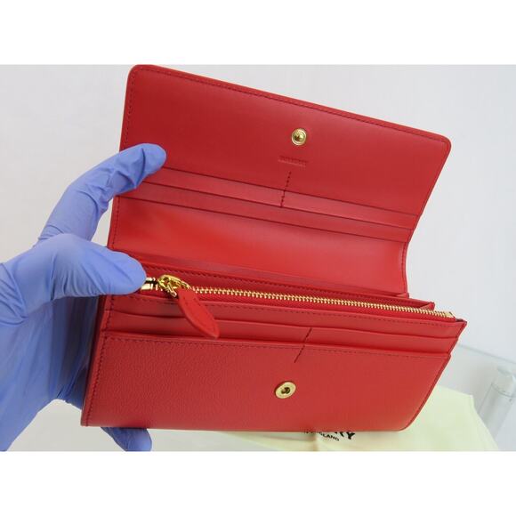 $680 BURBERRY PORTER RED LOGO EMBOSSED LEATHER FLAP CONTINENTAL - Picture 3 of 15